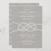 Faire-part de mariage de noeud illustrée - gris (Devant / Derrière)