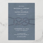 Faire-part de mariage de noeud illustrée - gris bl (Recto)