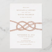 Faire-part de mariage de noeud illustrée - Tan (Recto)