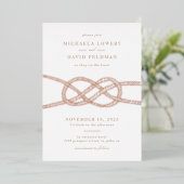 Faire-part de mariage de noeud illustrée - Tan (Debout devant)