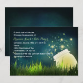 Faire-part de mariage de nuit au pot Mason et luci (Devant / Derrière)