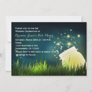 Faire-part de mariage de nuit au pot Mason et luci