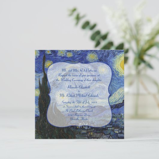 Faire-part de mariage de nuit Van Gough Starry (Debout devant)
