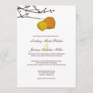 Faire-part de mariage de paire d'Aspen automne