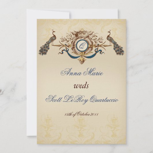 Faire-part de mariage de paix Vintage (Devant)