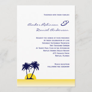 Faire-part de mariage de palmier de plage
