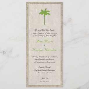 Faire-part de mariage de palmier et de toile de