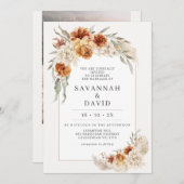 Faire-part de mariage de Pampas Florale de Boho Or (Devant / Derrière)