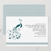 Faire-part de mariage de paon (Devant / Derrière)