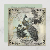 Faire-part de mariage de paon en fleurs d'Apple (Devant / Derrière)