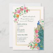 Faire-part de mariage de paon floral (Devant)