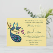 Faire-part de mariage de paon, paille (Debout devant)