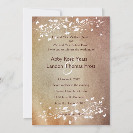 Faire-part de mariage de papier antique (Devant)