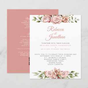 Faire-part de mariage de papier floral rose pâle