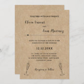 Faire-part de mariage de papier rustique (Devant / Derrière)