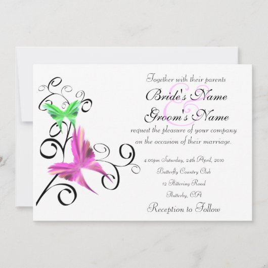 Faire-part de mariage de papillon (Devant)