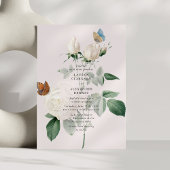 Faire-part de mariage de papillon de rose blanche