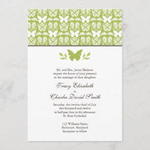 Faire-part de mariage de papillon vert d'Apple et
