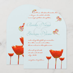 Faire-part de mariage de papillons Aqua Orange Pop