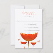 Faire-part de mariage de papillons et de pavots or (Devant)