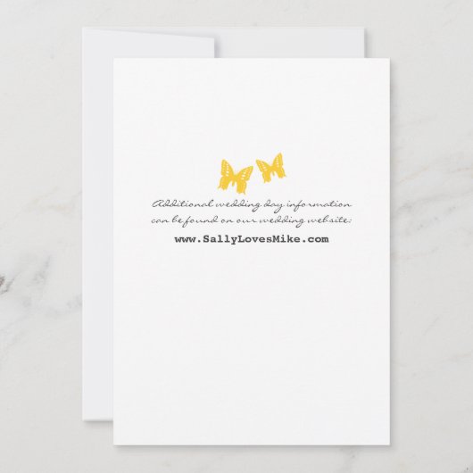 Faire-part de mariage de papillons gras (Dos)