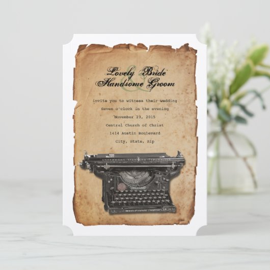 Faire-part de mariage de parchemin de machine à éc (Debout devant)
