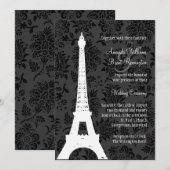 Faire-part de mariage de Paris de damassé (noir) (Devant / Derrière)
