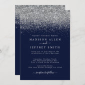 Faire-part de mariage de Parties scintillant bleu  (Devant / Derrière)