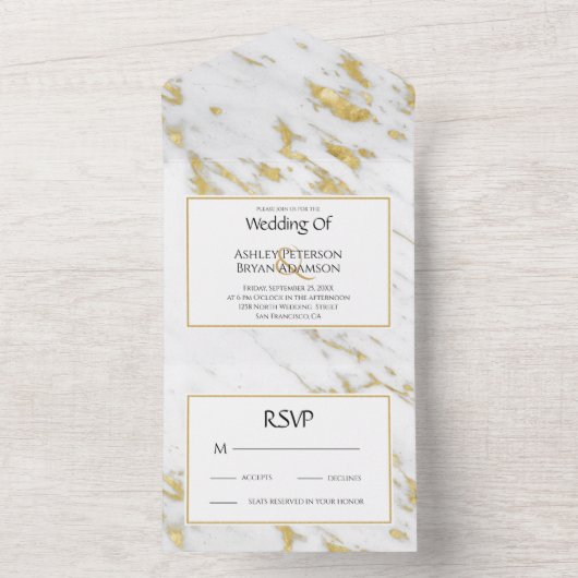 Faire-part de mariage de Parties scintillant d'or  (À l'intérieur)