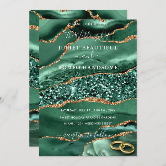 Faire-part de mariage de Parties scintillant Emera (Devant / Derrière)