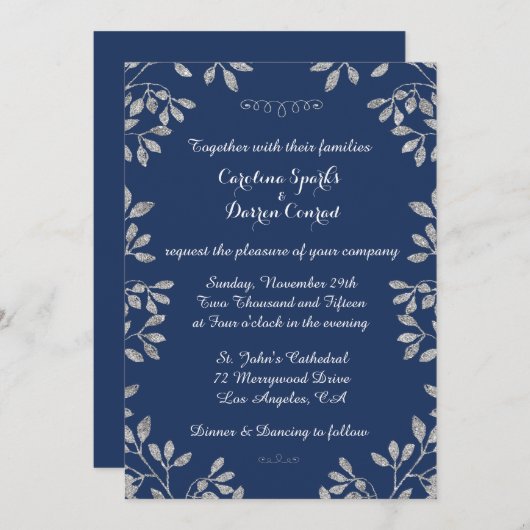 Faire-part de mariage de Parties scintillant en ar (Devant / Derrière)