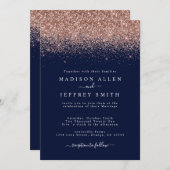 Faire-part de mariage de Parties scintillant en or (Devant / Derrière)