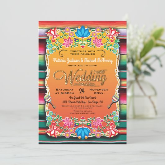 Faire-part de mariage de Parties scintillant en or (Debout devant)