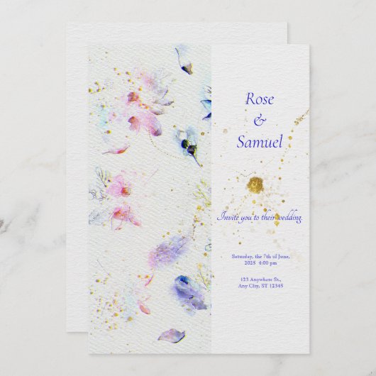 Faire-part de mariage de Parties scintillant en pa (Devant / Derrière)