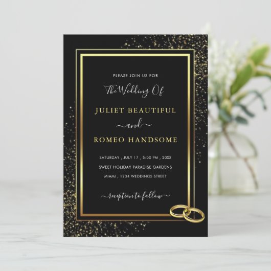 Faire-part de mariage de Parties scintillant encad (Debout devant)