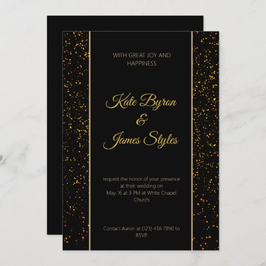 Faire-part de mariage de Parties scintillant noir  (Devant / Derrière)