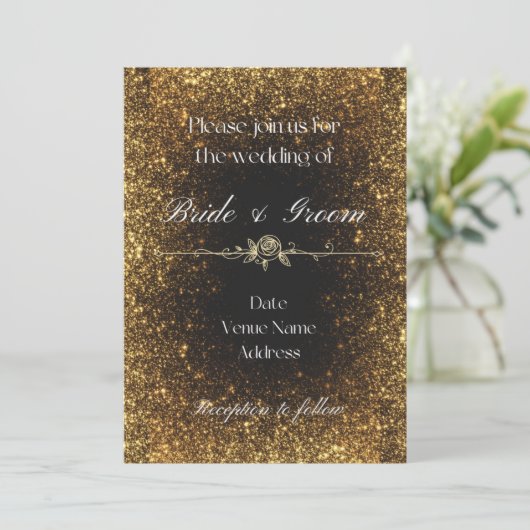 Faire-part de mariage de Parties scintillant noir  (Debout devant)