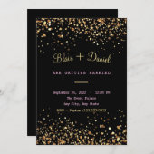 Faire-part de mariage de Parties scintillant noir  (Devant / Derrière)