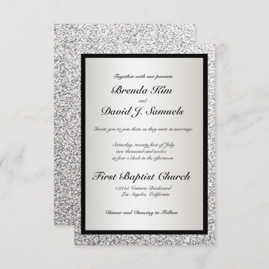 Faire-part de mariage de Parties scintillant noire (Devant / Derrière)