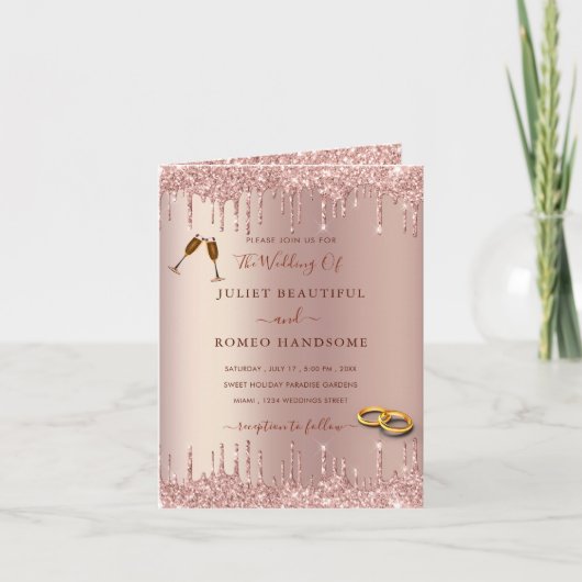 Faire-part de mariage de Parties scintillant or ro (Devant)