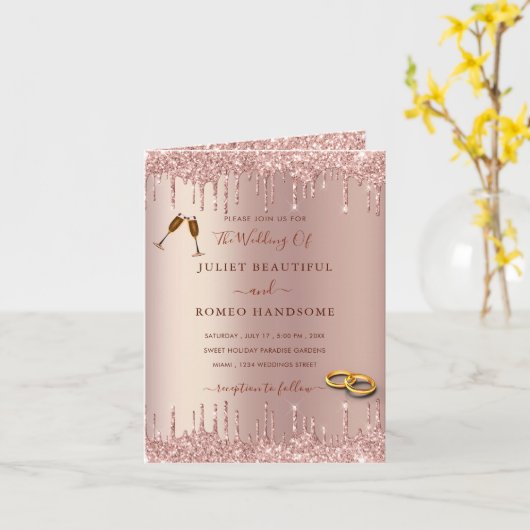 Faire-part de mariage de Parties scintillant or ro (Fleur jaune)