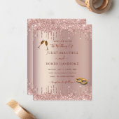 Faire-part de mariage de Parties scintillant rose  (Devant/Arrière en situation)