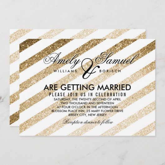 Faire-part de mariage de Parties scintillant stylé (Devant / Derrière)