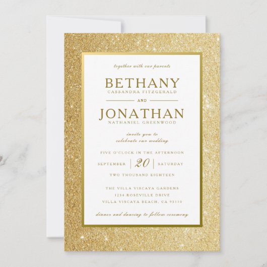 Faire-part de mariage de parties scintillantes (Devant)