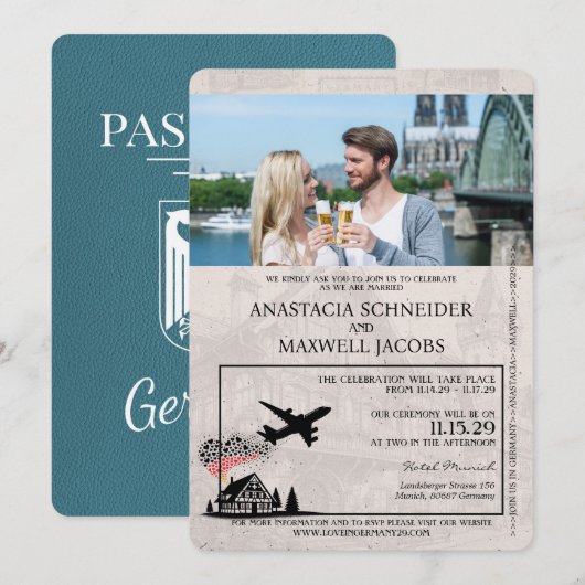 Faire-part de mariage de passeport Allemagne turqu (Devant / Derrière)
