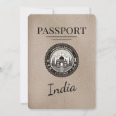Faire-part de mariage de passeport beige Inde (Dos)