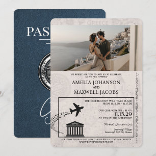 Faire-part de mariage de passeport bleu de la Mari