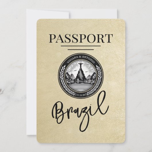 Faire-part de mariage de passeport Champagne Brési (Dos)