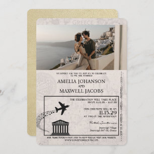 Faire-part de mariage de passeport Champagne Grèce