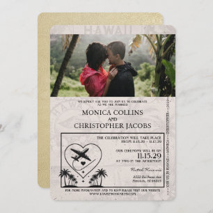 Faire-part de mariage de passeport Champagne Hawai